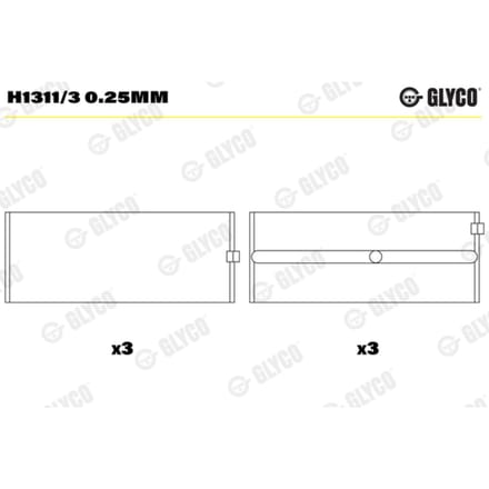 Krukaslagerset GLYCO H1311/3 0.25mm