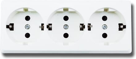 Wandcontactdoos - Opbouw - 3-voudig - Randaarde - Wit