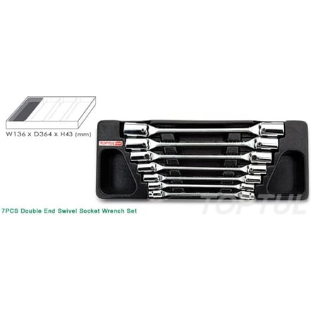 2x Set Steeksleutels met Cardankoppeling 6-19mm, 7 Stuks, Inleg
