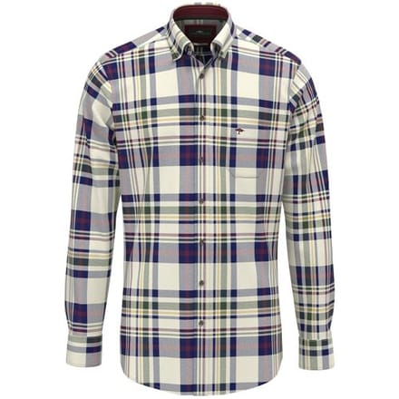 Fynch-Hatton Overhemd Colorful Multi Check Button-Down Deep Merlot-Multi / male