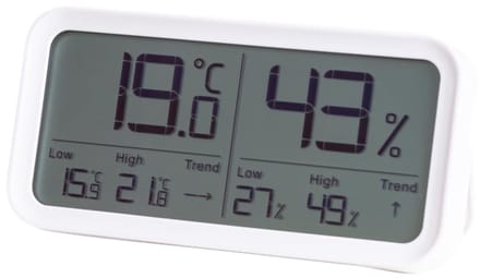 Digitale Hygrometer - Luchtvochtigheidsmeter - Binnenklimaat Meten - Trend Weergave - 9 x 9 x 2.5 cm - Wit