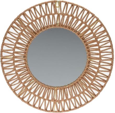 Spiegel - rond - naturel - 45cm - met papier - wandspiegel