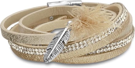 Montebello Armband Rani Gold - PU Leer - Bedels - 19cm