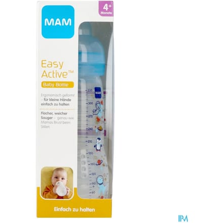 MAM - Easy Active Babyfles - 330 ML - Anti-Koliek - 4+ Maanden - Blauw