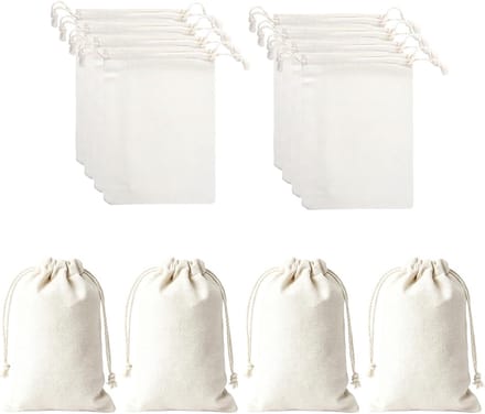 Solidchoice - Katoenen Cadeauzakjes met Trekkoord, Set van 12