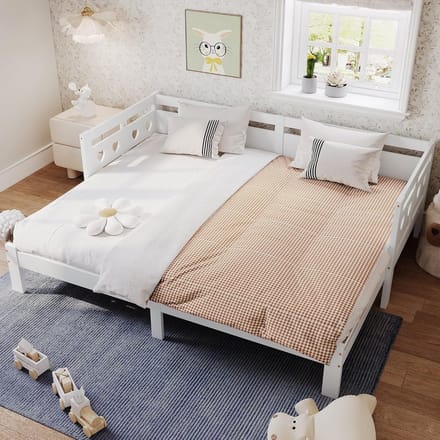 Uitschuifbaar Dagbed met 2 Slaapplaatsen - Massief Grenen Wit - Multifunctioneel Bed (90x200 cm)