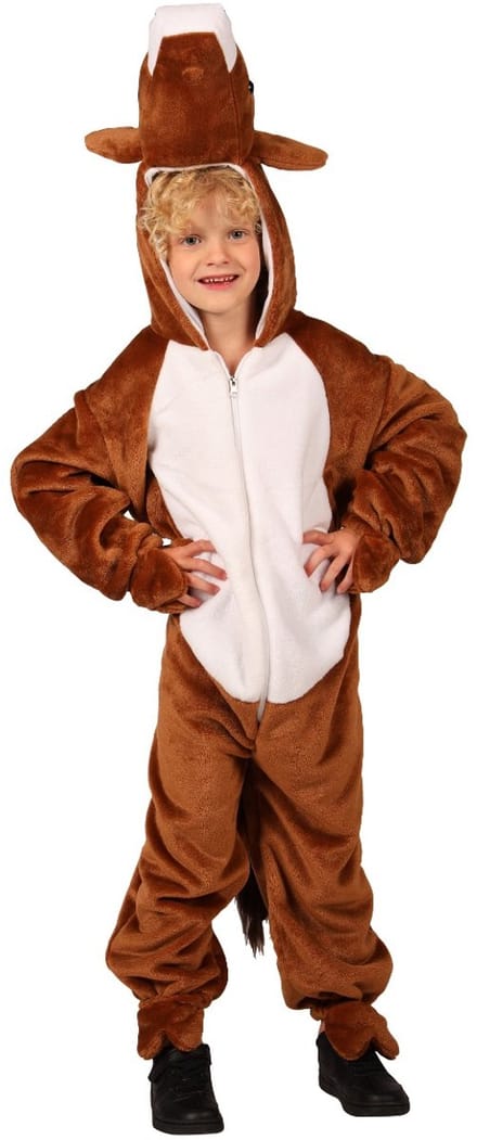 Paardenkostuum Kind - Unisex -Bruin -Dieren -Maat 164