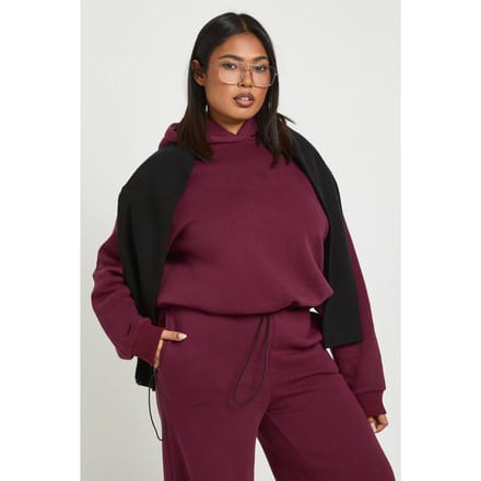 boohoo Dames Plus Toggle Oversized Hoodie | Berry | Maat: 16