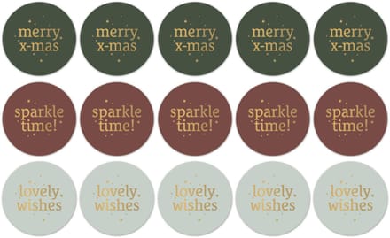 9x Sticker Kerst Groen Bordeaux Rood en Sali