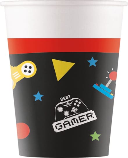 Vegaoo - 8 Gaming party kartonnen bekers 200 ml