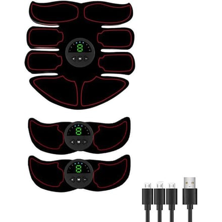 ABS Stimulator Spierversteviger EMS Buikspier Trainingsriem Trainer Lichaamsfitness Vorm Spierstimulator Afslankende Massager LED Display red black