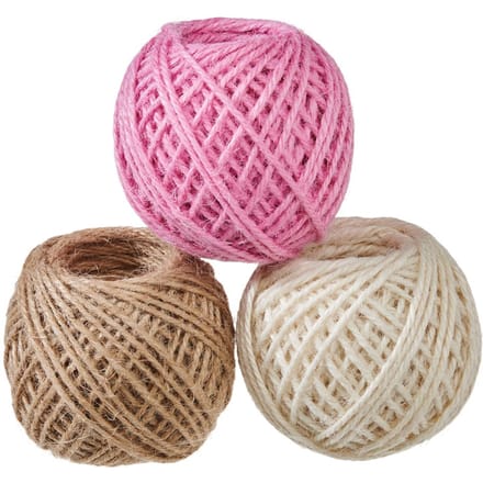 VBS Jute koord set "Juta" - Crème/Natuur/Roze