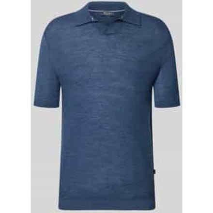 slim fit poloshirt van scheerwol met structuurpatroon