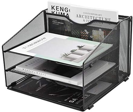 Bureau Organizer met 3 Papieren Laden en 1 Verticale Compartiment - Zwart