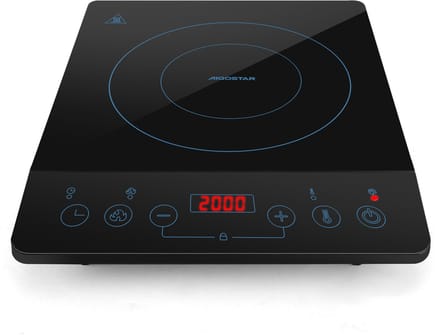 Aigostar Flame 30BWN - Inductie Kookplaat - 2000 Watt - Touch control - 1 kookzone - Timer - Zwart