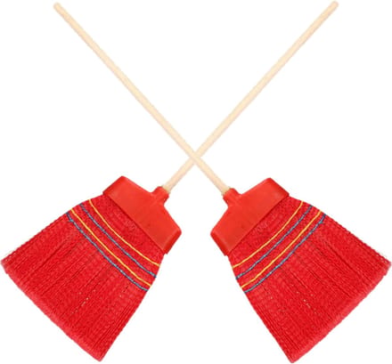 Sorex Binnen/buiten bezem - Set van 2x stuks - zacht - multi kleuren - 132 cm - retro bezems