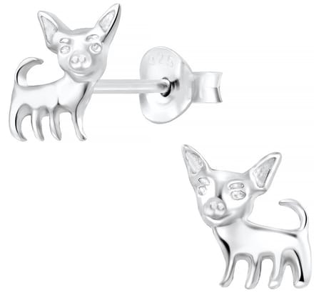 Joy|S - Zilveren hond oorbellen - 8 mm