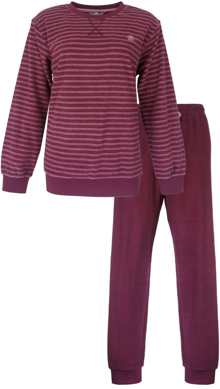 Tenderness Dames Pyjama - Badstof - Lange Mouwen - Bordeaux - Maat M