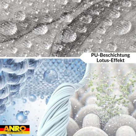 ANRO Tafelkleed Geschetste bladeren Grijs 400x140cm Rechte rand Afwasbaar Waterafstotend