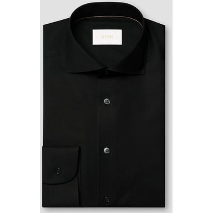Eton Overhemd Solid Color Ultra Soft Super 120s Merino Wool Zwart / male