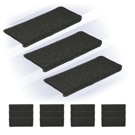 trapmatten 15 stuks - zelfklevend - 65 x 24 cm - rechthoekig - donkergrijs