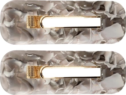 Lajetti - haarspeld grijs 2 stuks - haarclip grijs schuifspeldje rechthoekig - haaraccessoire
