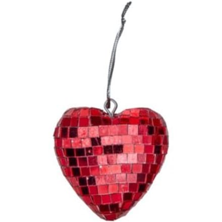 Rice kerst discobal hart klein, rood
