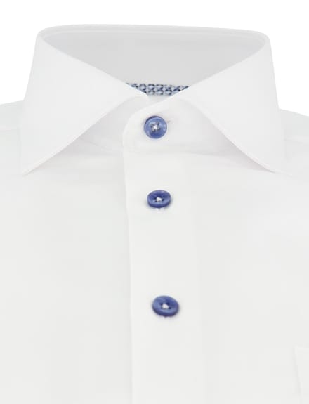 Ledûb Overhemd Modern Fine Twill Cotton Non-Iron Wit-Blauw / male