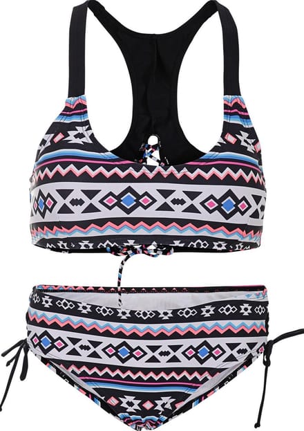 Dames bikini met sluiting een strik detail - Zic zac multi color - M (Valt klein)