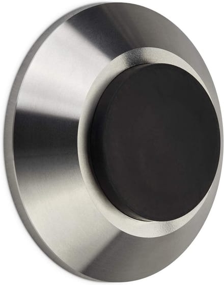 Moderne deurstopper van massief roestvrij staal Ø 60 mm met rubberen buffer