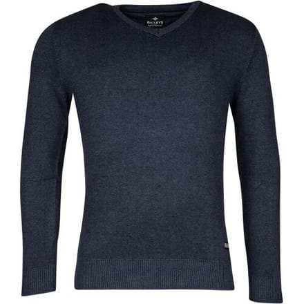 Baileys Trui Cotton V-Neck Allover 2-Tone Deep Denim Blue / male