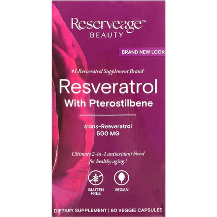 Resveratrol met Pterostilbeen & Actieve Trans-Resveratrol, 500 mg, 60 Veggie Capsules