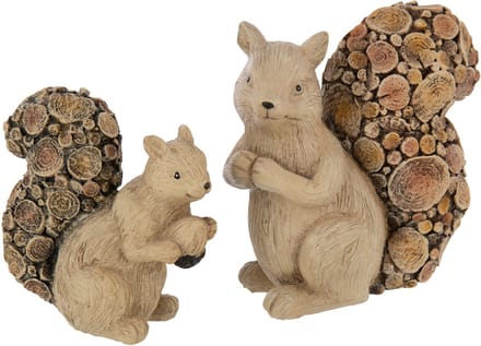 J-Line figuur Eekhoorn - hout - polyresin - naturel - large
