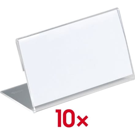 Acryl naambadges voor tafels, L-vorm, 52 x 100 mm, 10 stuks