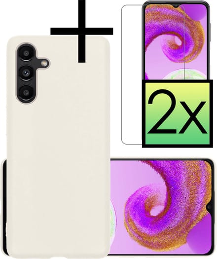Hoesje - Met 2x Screenprotector - Geschikt voor Samsung Galaxy A04s - Sterk & Shockproof - Back Cover - Siliconen Case - Telefoon Hoes - Wit
