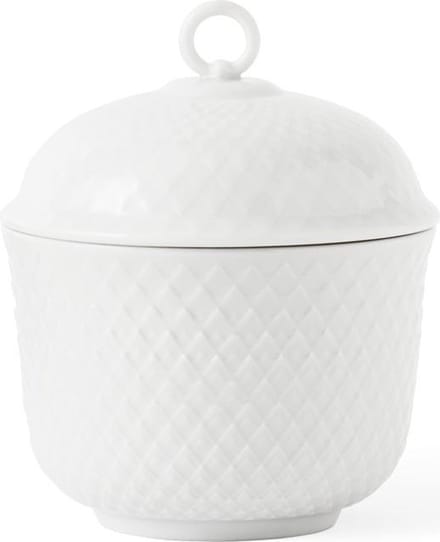 Lyngby Porcelain Rhombe suikerpot met deksel D8.5cm wit
