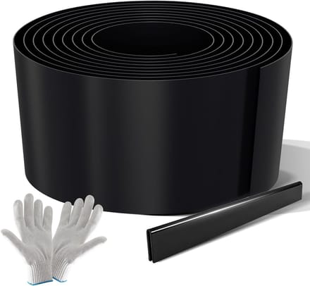 Gazonrand Metaal - Bloembedomranding Borderrand - Tuin Onderhoud - Omgeslagen Randen - 5 Meter 15cm - Zwart