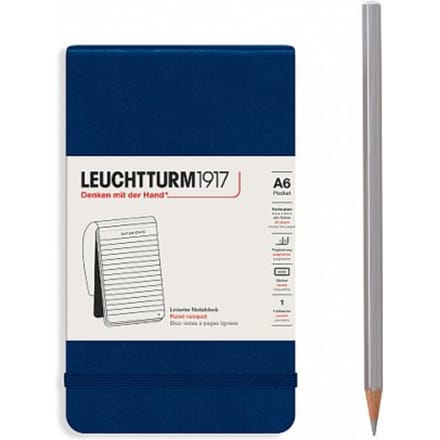 Leuchtturm1917 reporter notepad pocket a6 gelinieerd navy blauw
