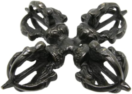Dubbele dorje messing 10 cm - zwart