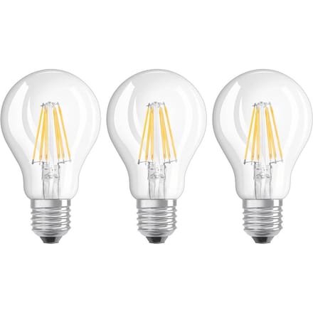 OSRAM LED filament lamp E27 7W, warmwit, set van 3