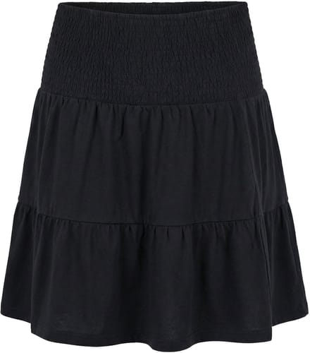 MIAMODA - Dames - Jersey rok A-lijn brede gerimpelde tailleband - Zwart - Maat 52