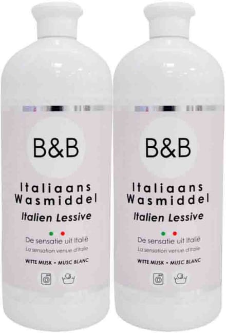 B&B Italiaanse Wasparfum - Wasmiddel Witte Musk - 2 x 1000 ml - Voordeelverpakking