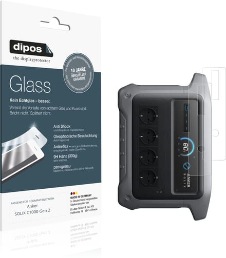 dipos – 2x Matte Pantserfolie geschikt voor Anker SOLIX C1000 Gen 2 | 9H Screenprotector