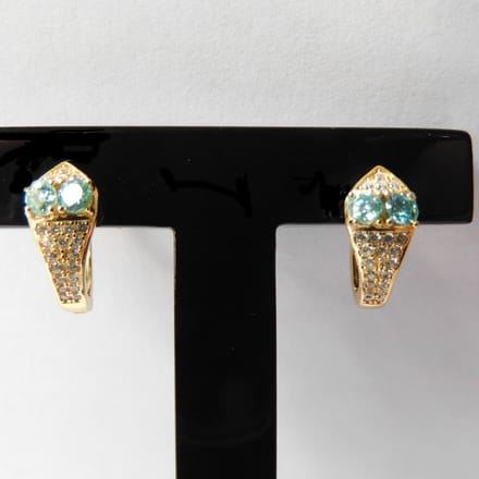 Hetty'S - Elegante goldplated zilveren oorhangers - model slang - met echte Moissanite