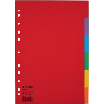 Esselte tabblad Eco karton 160g formaat A4 6 gekleurde tabs 11-gaats
