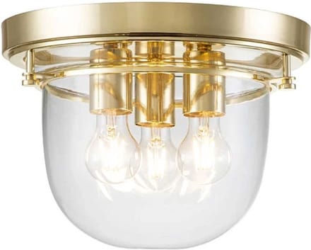 Quoizel LED Plafond Badkamerlamp Whistling | 3X E27 Max 40W | IP44 | Dimbaar | Polished Brass