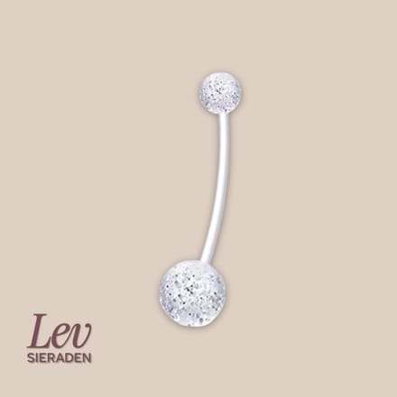 Lev Sieraden - 1.6x38mm Zwangerschapspiercing - Glitter bombs - UV acryl piercing - PTFE/Bioplast/Bioflex