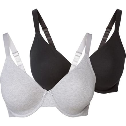ESMARA 2 dames beugel-bh's (Zwart/lichtgrijs, 85D)