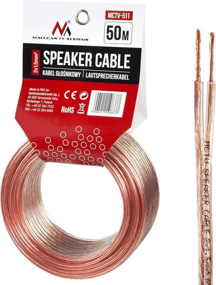 Luidsprekerkabel Maclean Speaker Audiokabel Hifi 50 m