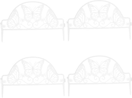 Tuinafzetting Plastic - Decoratieve Rand - Tuin Decoreren - Eenvoudige Installatie - 4 Stuks - Wit